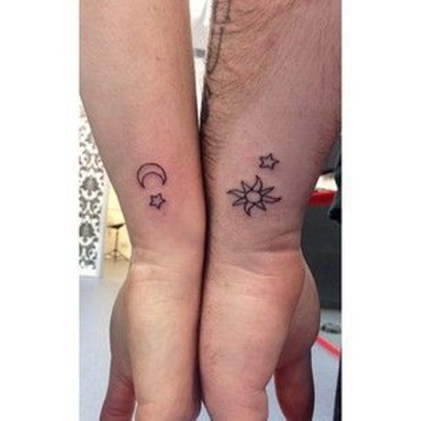 Sun And Moon Tattoo On Side Wrist