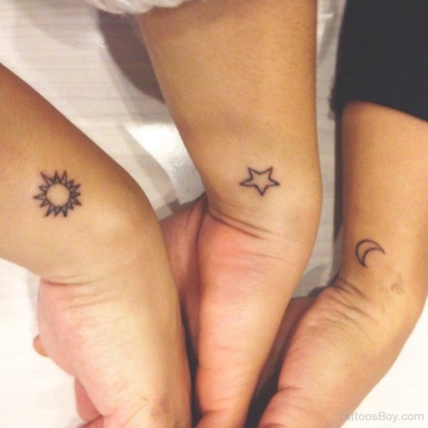 Sun Moon Star Tattoo On Wrist