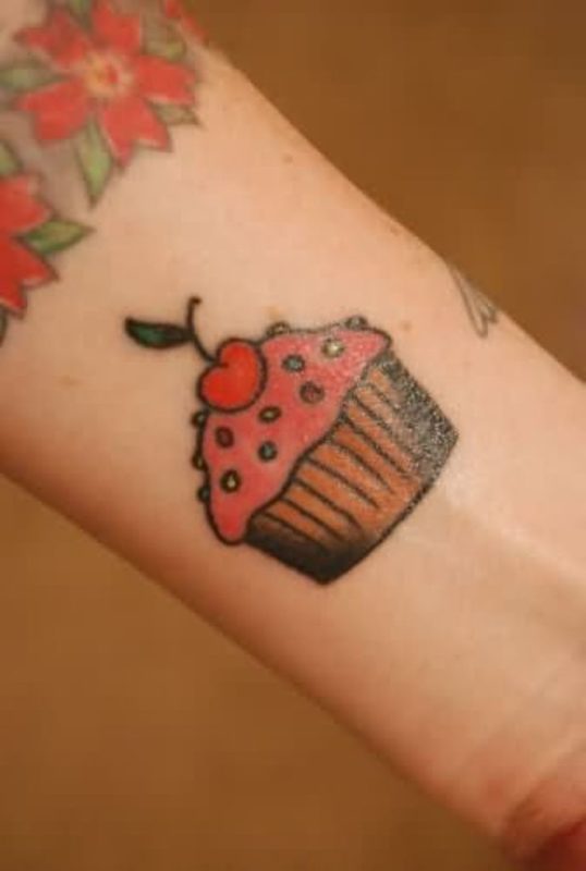 Sweet Cupcake Tattoo On Wrist