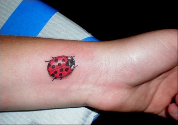 Sweet Ladybug Tattoo On Wrist