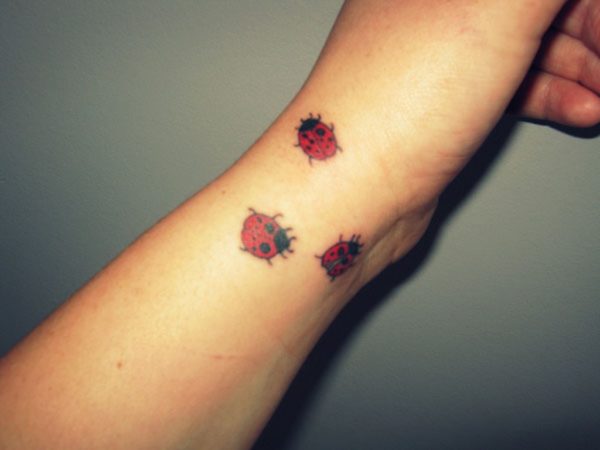Three Ladybug Wrist Tattoo
