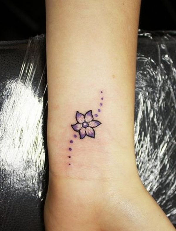 Tiny Flower Tattoo On Wrist