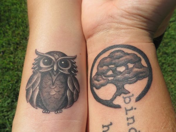 Tree And Owl Tattoo