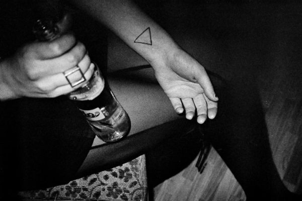 Triangle Outline Tattoo On Wrist