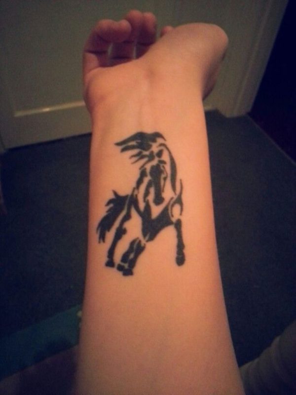 Tribal Horse Tattoo On Wrist-ht114