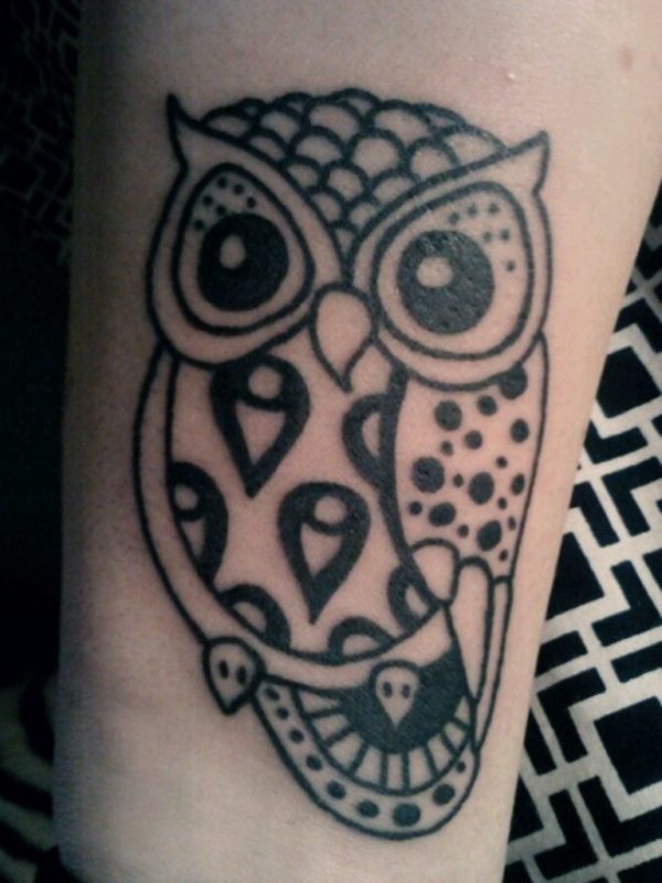 Tribal Owl Tattoo On Wrist