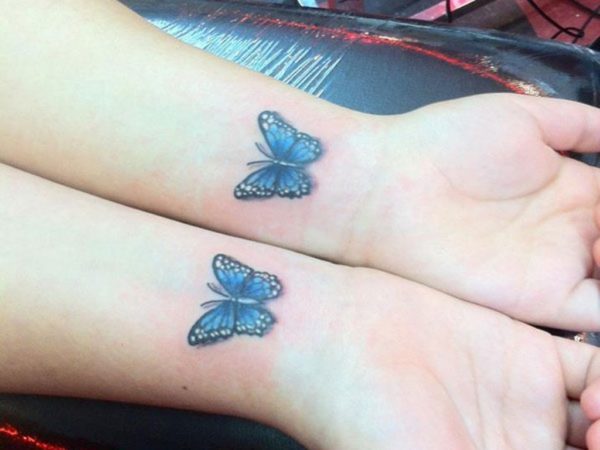Twin Blue Butterfly Tattoo