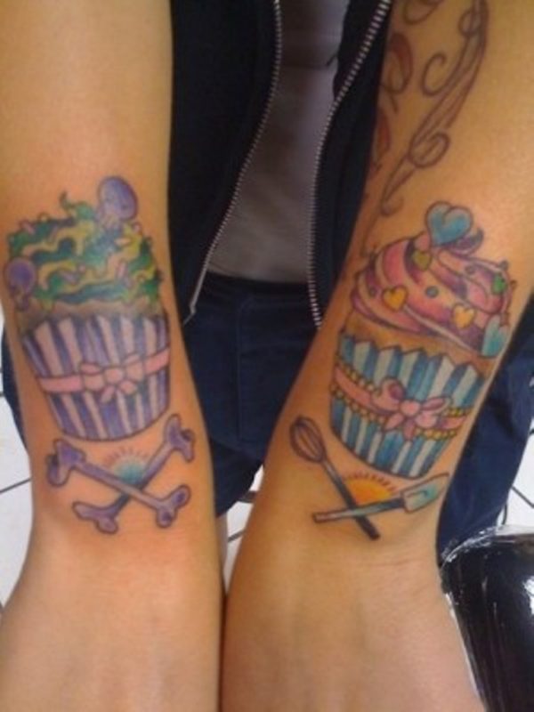Two Cupcake Tattoo On Wrist