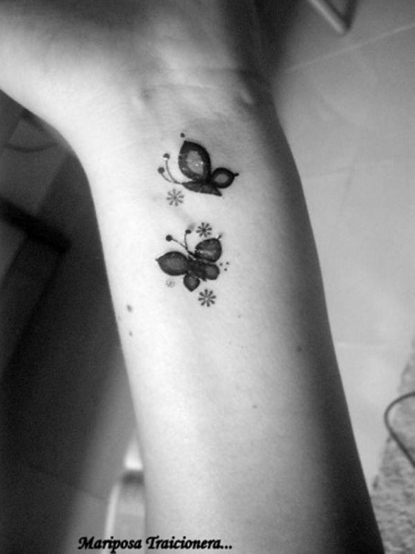 Two Cute Butterfly Tattoo On Wrist