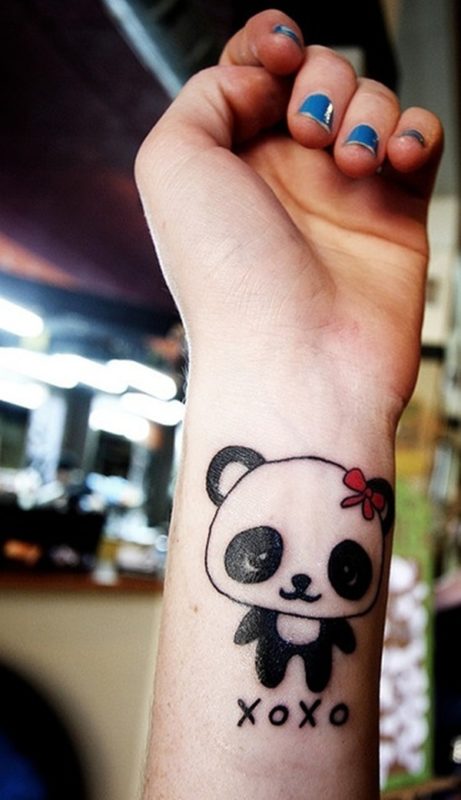 Black Panda Wrist Tattoo