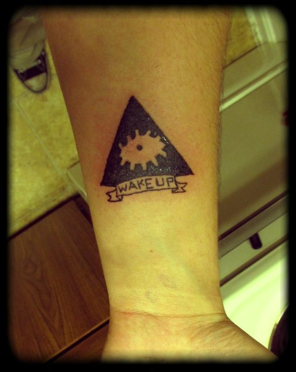 Wake up Triangle Wrist Tattoo