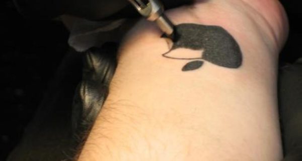 Wonderful Apple Logo Tattoo On Wrist