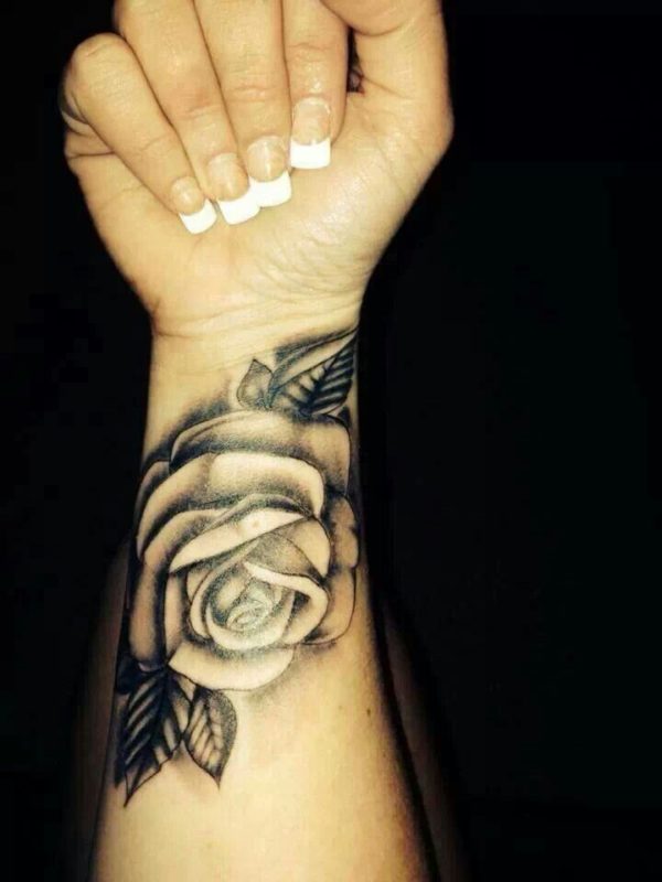 Wonderful Black Rose Tattoo On Wrist