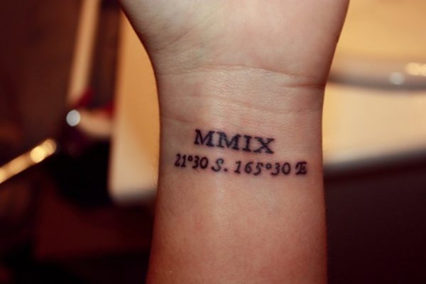 Wonderful Coordinates Tattoo On Wrist