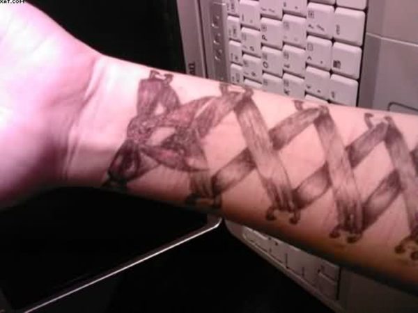 Wonderful Corset Wrist Tattoo