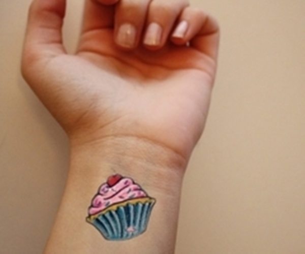 Wonderful Cupcake Wrist Tattoo