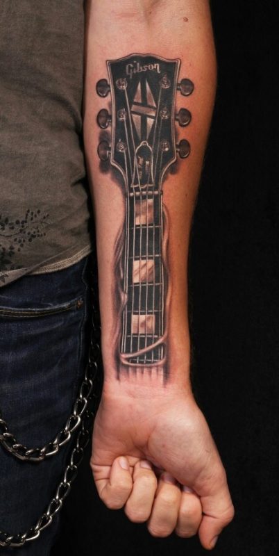 Wonderful Guitar Tattoo On Wrist
