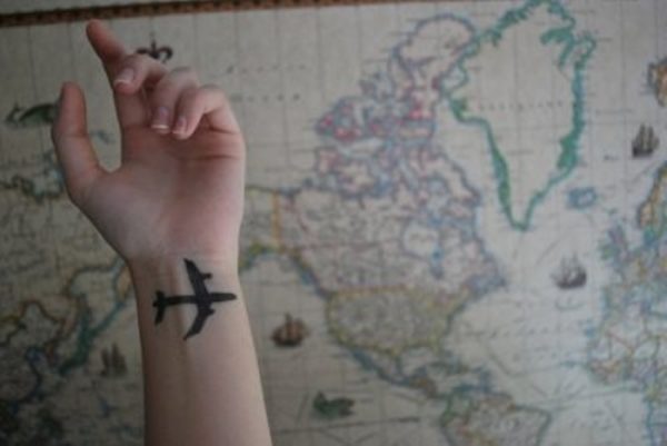 Wonderful Plane Tattoo On Wrist