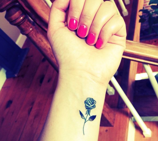 Wonderful Small Rose Tattoo On Wrist