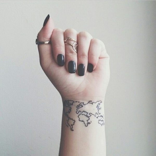 World Map Tattoo On  Wrist