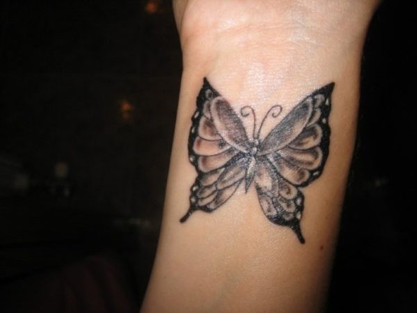 Wrist Black Butterfly Tattoo