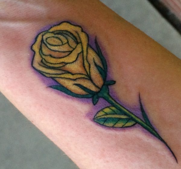 Yellow Rose Tattoo On Wrist