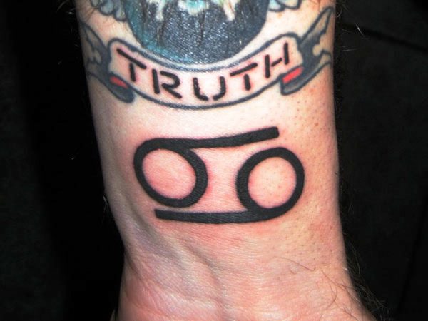 Cancer Zodiac Symbol Wrist Tattoo